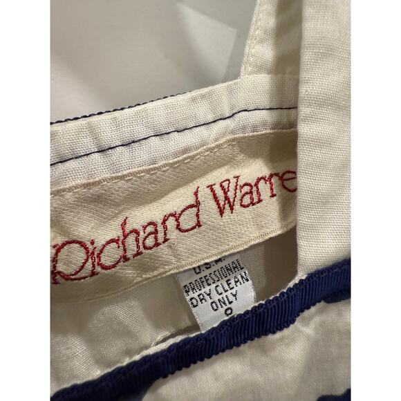 Vtg Richard Warren Blue White Splotch Print Puff Sleeve Midi Dress M Coquette - Picture 3 of 7